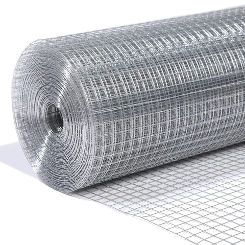 Half Inch Hardware Cloth Roll 36 Inch By 50 Foot Hot Dipped Galvanized After Welding Wire Mesh Screen Fence shown unrolled