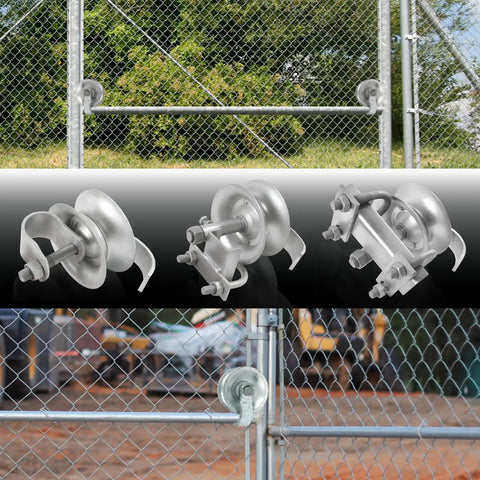 2 Pack Sliding Gate Rollers With Bracket, 5 Inch Track Roller Kit For 1 5 Eighth Inch Gate Frames, Galvanized Steel, installed gate