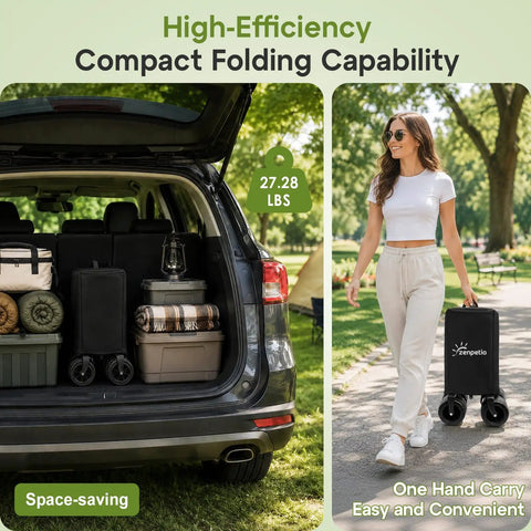 Beefy 49 Inch Folding Wagon Cart Heavy Duty 900 Lb Capacity With 300L Extra Large Cargo Space fits in car trunk
