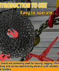 Coiled One Quarter Inch Log Chain, Twenty Foot Heavy Duty G80 Chain With G70 Clevis Grab Hooks, EP Black, 3300 Lbs Safety Load