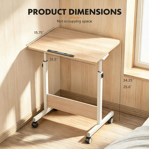 Dimensions of the Rolling Laptop Standing Desk With Adjustable Tilting Tabletop And Smooth Locking Casters Lightweight Foldable Computer Workstation.
