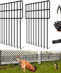 Dog Dig Fence Barrier Kit With 25 Panels, 17 Inch High By 27 Feet Long, One And A Quarter Inch Gap with accessories and pets.