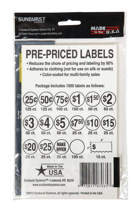 Garage Sale Price Stickers 1000 Count Pre Printed Labels Pink Easy To Use High Quality Price Tags Made In The USA Durable Vibrant Pink Labels
