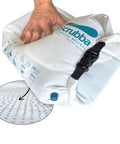 Hassle Free Portable Laundry Bag With Built In Flexible Washboard Design for quick clothes washing outdoors, showing scrubbing texture.