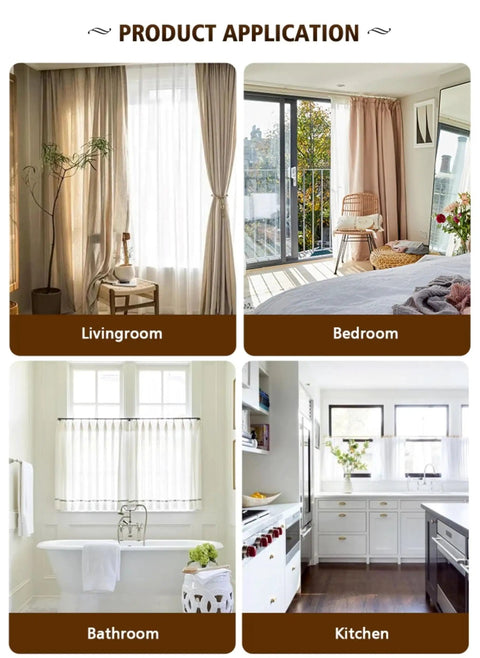 Heavy Duty Adjustable Curtain Rod Set With Hardware Included 2.5 Inch Wall Projection White Finish Fits 26 To 48 Inches in living room, bedroom, bathroom, and kitchen applications