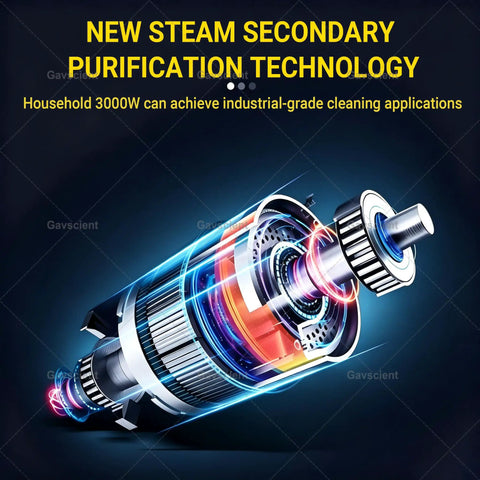 High-Pressure Steam Cleaner With Large Capacity For Kitchen Grease Carpet Sofa And Tile Cleaning Heavy Duty Machine showing advanced motor technology.