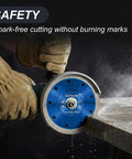 Heavy Duty 4.5 Inch Diamond Tile Blade Delivers Dope Precision Cuts On Porcelain Granite And Marble With Slick Wet Or Dry Grind Operation Rock Solid Dual Arbor Fit Pro Quality Upgrade in action, cutting stone.