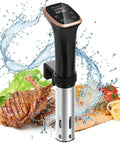 Pro Grade Sous Vide Cooker Immersion Circulator With Recipes, IPX7 Waterproof And Ultra Quiet 1100W, Fast Heating, Precise Temperature 0.1 Degree Celsius And 99.59 Hour Timer, Compact Stainless Steel Design For Effortless Chef Level Results, black stainless steel