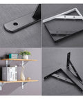 Heavy Duty Steel Shelf Brackets With Screws Triple Tripod Triangle L Brackets For Floating Shelving Units Hella Sturdy Heavy Supports With No Sweat DIY Installation Solid White Finish One Pair