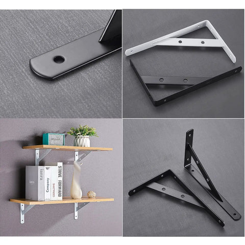 Heavy Duty Steel Shelf Brackets With Screws Triple Tripod Triangle L Brackets For Floating Shelving Units Hella Sturdy Heavy Supports With No Sweat DIY Installation Solid White Finish One Pair