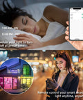 Image of smartphone controlling Color Changing 6 Inch Slim LED Recessed Light Kit with remote schedule and night city scene