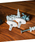 Heavy Duty Adjustable Chair Leveler Pads Set Of Five Swivel Roller Bases Guard Hardwood Floors by silver steel glides on wood surface.