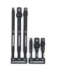 Six Piece One Quarter Inch Drive Hex Shank Impact Socket Extensions Set With One Quarter, Three Eighths And One Half Inch Drive Sizes