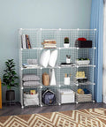 Wire Cube Storage Organizer Freely Configurable 20-Cube Grid Shelving System for Books Toys Clothes Plants and Pets in living room