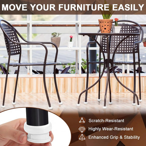 48 Pack 1-1/4 Inch Wrought Iron Chair Leg Caps Tough As Nails Heavy Duty Nylon Furniture Pads on outdoor metal chairs