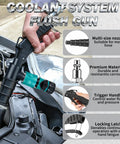 Coolant System Flush Gun With Handy Lever Action Heater Core Kit Three Quarter Inch And One Half Inch Garden Hose Adapters And Shut Off Valve Air And Water Radiator Flusher Nozzles For Five Hose Sizes 19 To 40mm in use on car