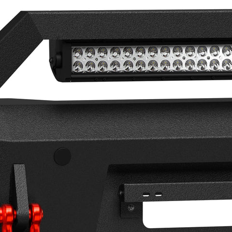 Front bumper for Ram pickup with integrated LED light bar, black textured finish