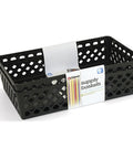 Pack Of Two Large Office And Home Storage Baskets For Catch All Supplies, Durable Compact Organizer Bins With Clean Lines For Desk Or Shelf.