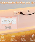 Power outlets and USB ports on 44 Inch LED Coffee Table With 3 Drawers, LED Lights, USB Charging Station and Flip Top Compartment
