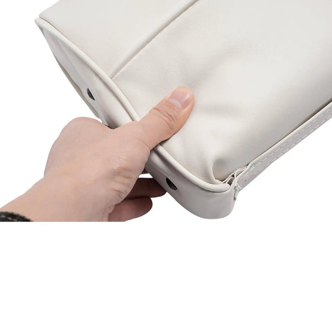 Hand holding Replacement Seat Backrest And Cushion For 8WD156 Series 70 Quart Swingback Cooler Seat, white plastic material