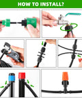 How to install 240 Feet DIY Automatic Drip Irrigation Kit For Garden Greenhouse And Patio With Adjustable Emitters Five Sixteenths Inch And Quarter Inch Tubing