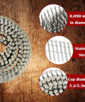Coiled 3600 Count 1-1/2 Inch By 0.090 Inch Ring Shank Stainless Steel Siding Nails on textured surface
