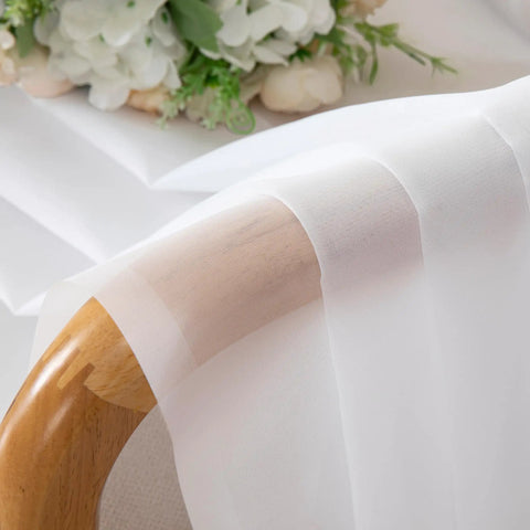 Two Lightweight White Sheer Curtain Panels 42 Inch Wide By 72 Inch Long With Rod Pockets Airy Voile Window Treatments detail view