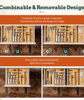 Expandable Magnetic Connected 13 Slot Silverware Drawer Organizer With Adjustable Length From 21 To 37.4 Inches Bamboo Utensil Tray
