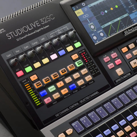 StudioLive Series III 32SC Digital Console Mixer Gig-Ready for Live Sound and Mobile Setups, control panel close-up
