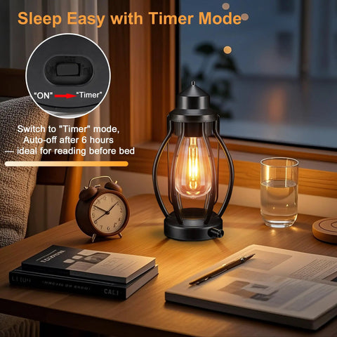 Two Pack Rechargeable Camping Lanterns Battery Operated Hanging Lights For Indoor Outdoor Use USB C Charge With 6 Hour Timer