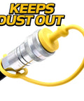 Close-up of 8 Pack Hydraulic Quick Coupler Dust Cap And Plug Set For Quarter Inch ISO Fittings On Kubota LA Series Tractors