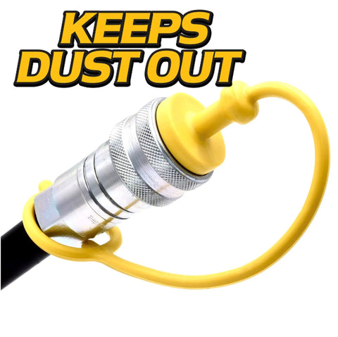 Eight Pack Hydraulic Quick Coupler Dust Cap And Plug Set For Three Eighth Inch ISO Fittings Tear Proof OEM Upgrade installed
