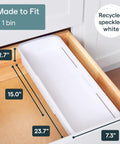 Expandable Sliding Drawer Bin For Kitchens Sets The Bar Inside Deep Drawers The Adjustable Storage Tray In Speckled White dimensions 15 to 23.7 inches.