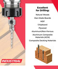 Built To Last Carbide Tipped Countersink Drill Bit With A Slick Slow Spiral Design And Straight Shooting 82 Degree Angle for drilling wood and aluminum.