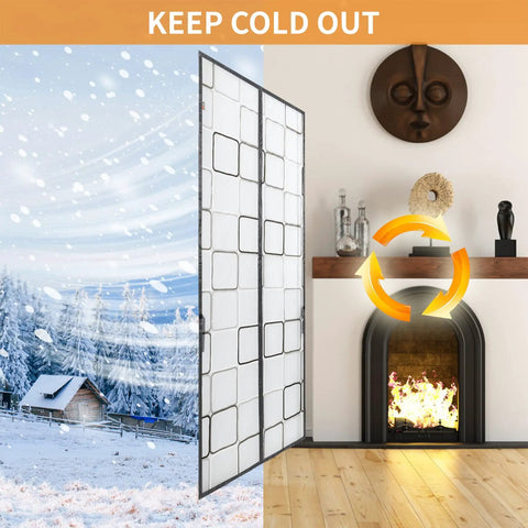 Magnetic Insulated Door Curtain 36x82 Inch Thermal Seal For Winter Weather Keeps Cold Air Out And Warm Air In, installed indoors.