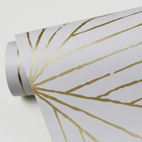 Gold Aurum Self Adhesive Wallpaper With Gray Geometric Pattern Peel And Stick Wall Covering For Modern Homes, roll detail