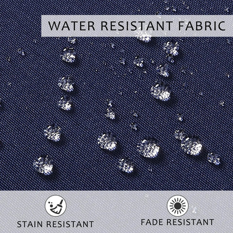 Close-up of water-resistant polyester fabric showing water droplets on Outdoor Bistro Chair Cushions Set Of 2, 15 Inch Round Seat Cushions.