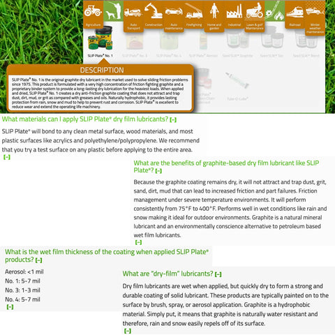 Image showing dry graphite lubricant for metal, wood, and concrete, highlighting high temp performance and rust resistance benefits.