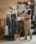 Garage Ready Golf Bag Organizer Rack with Wheels for Easy Single Bag Storage in a home garage setting.