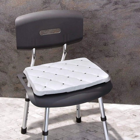 Bath Seat Foam Cushion For Transfer Benches And Shower Chairs, Waterproof Slip Resistant Pad visible on black chair