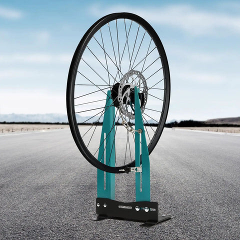 Wheel Truing Stand Pro Grade Wheel Maintenance Tool for 16 to 27.5 Inch Wheels with wrench on open road