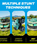 1:18 Scale Monster Truck RC Car With Music Mist Spray And LED Lights 4WD Remote Control Stunt Truck For Boys 4-7 showcasing spins