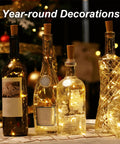 Wine Bottle Cork Lights With 12 LED Fairy String Lights in bottles, warm white cozy ambience for year-round decoration.