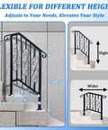 Super Tight Grip Outdoor Handrails For Steps And Indoor Stair Railing Kit Black Iron Guard adjusts for varying heights with scroll patterns.