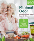 Indoor Composter Starter Kit For Kitchen With 5 Gallon Tan Bin Lid And Spigot Plus 1 Gallon Bag Of Dry Bokashi Bran For Quick Odor Free Home Composting And Easy Food Waste Recycling product with two people smiling at compost bin.