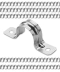 Heavy Duty Pipe Straps Two Hole EMT Conduit Clamps Half Inch Galvanized Steel U Brackets Rust Proof Metal Pipe Clamps for Electrical Wiring, showing clamp and multiple brackets.