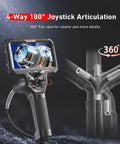 4 Way 360 Degree Articulating Borescope With Joystick Control For Mechanics Gearheads Automotive HVAC Wall Inspections, 5 Inch LCD Display, Flexible Probe For Tight Spaces, 5-inch screen