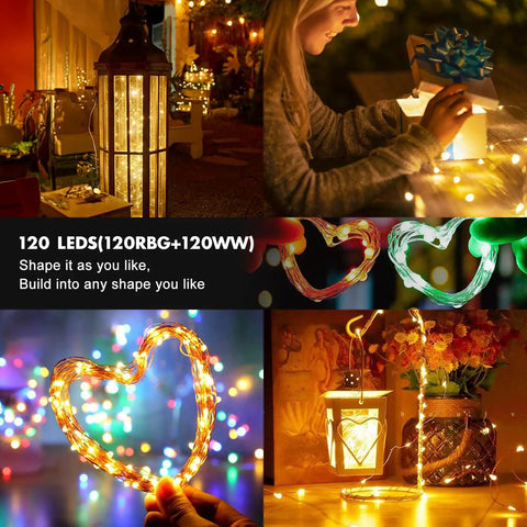 Big 39 Feet 120 LED Battery Powered Fairy Lights With Remote And Timer, RGB Color Changing String Lights in various decorations