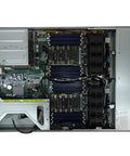 Badass Dual Intel Xeon Silver 4215R Server Rig Built Different With 1.5TB Ram showing internal components and memory slots.