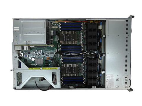 Badass Dual Intel Xeon Silver 4215R Server Rig Built Different With 1.5TB Ram showing internal components and memory slots.